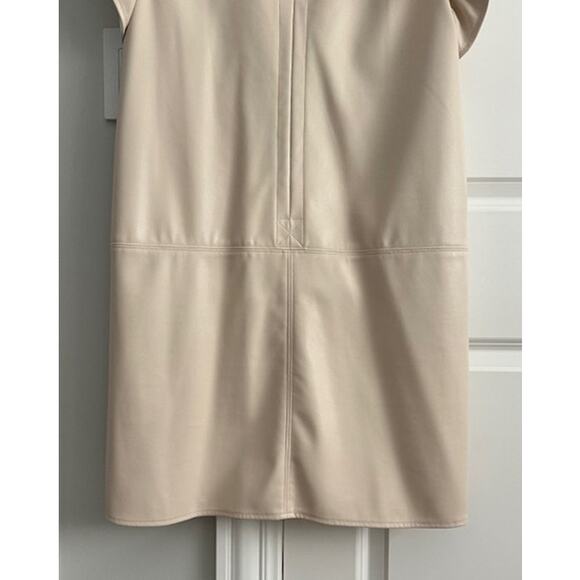 THML Faux Leather Cream Flutter Sleeve Mini Shift Style Dress Large - Picture 4 of 8